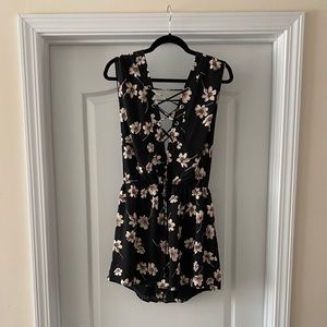Black floral romper